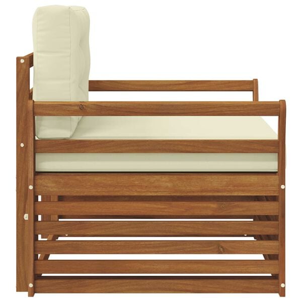 vidaXL Buiten bankenset Massief Acaciahout en Polyester Naturel