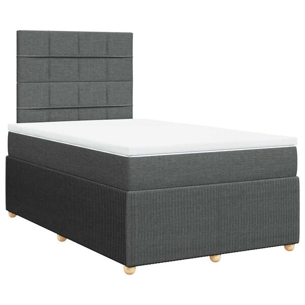 vidaXL Boxspring met matras stof donkergrijs 120x190 cm