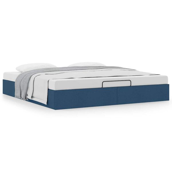 vidaXL Bedframe zonder matras 200x200 cm stof blauw
