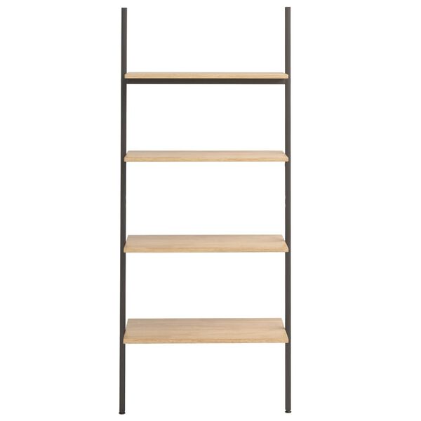 vidaXL Ladderrek met 4 schappen 64x34x150,5 cm lichtbruin en zwart