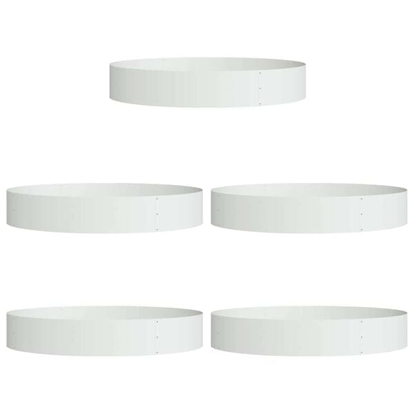 vidaXL Plantenring 5 pcs Wit 120 x 120 x 20 cm Koudgewalst staal