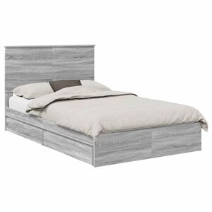 vidaXL Opslag bed met lade Grijs Sonoma 135 x 190 cm Bewerkt hout
