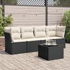 vidaXL 5-delige Loungeset met kussens poly rattan zwart
