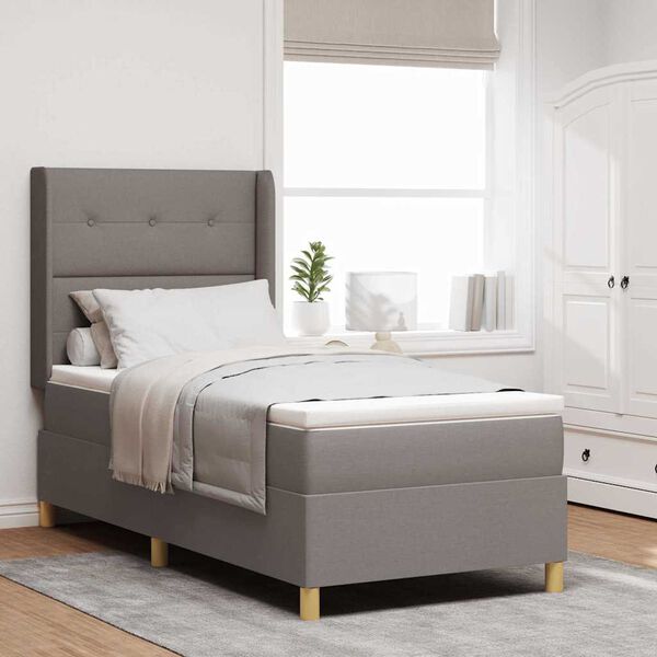 vidaXL Boxspringbed met matras met hoofdeinde Taupe 90 x 190 cm Stof
