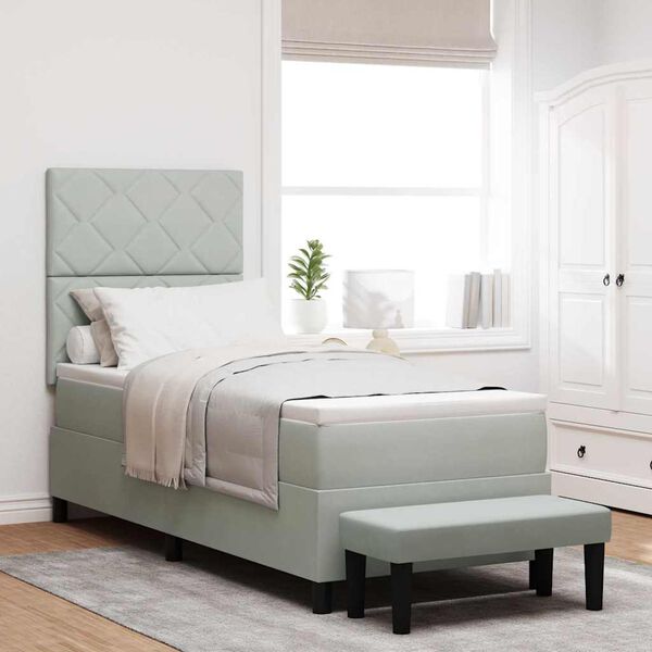 vidaXL Boxspring bed met matras Lichtgrijs 80 x 200 cm Fluweel