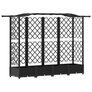 vidaXL Verhoogd Bed met Trellis en Dak Zwart 203,5 x 40 x 123 cm PP