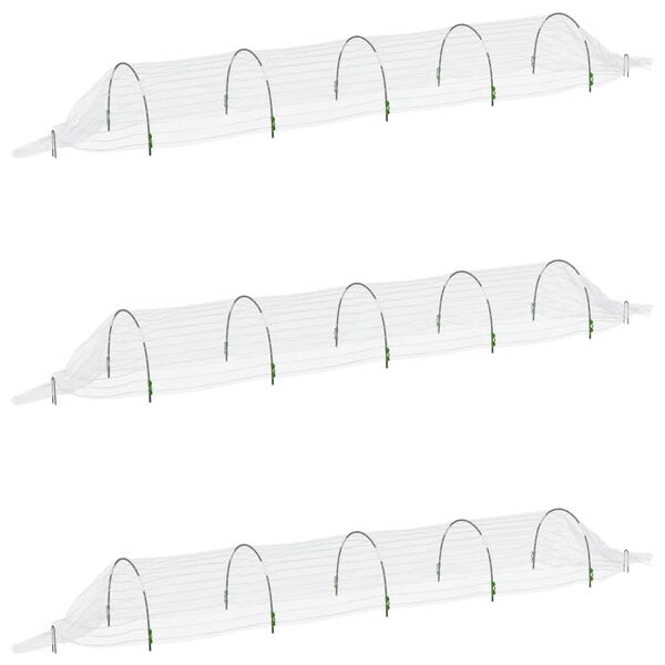 vidaXL Kweektunnels 3 st 1,5x5 m glasvezel en polypropeen