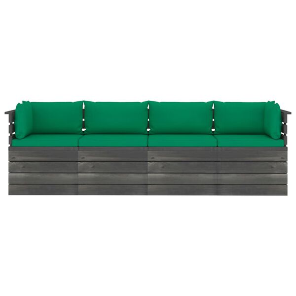 vidaXL Tuinbank 4-zits met kussens pallet massief grenenhout