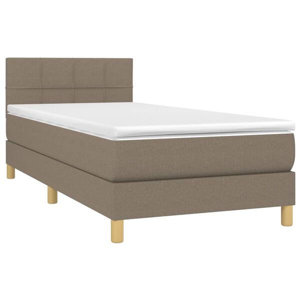 vidaXL Boxspring met matras stof taupe 90x190 cm
