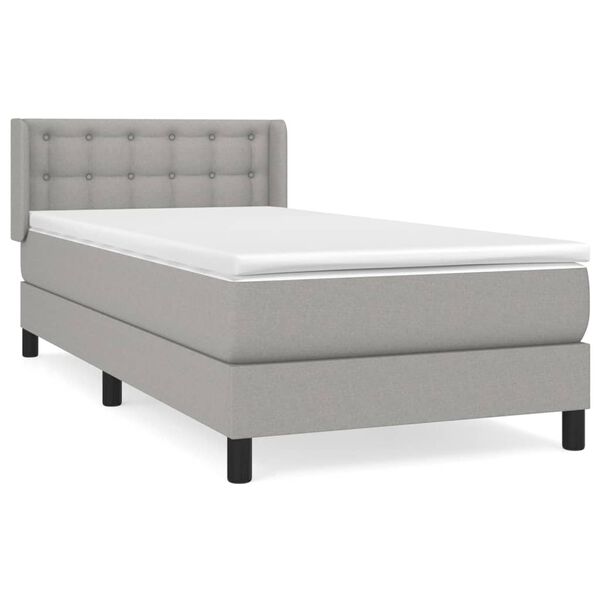 vidaXL Boxspring met matras stof lichtgrijs 90x190 cm