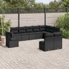 vidaXL 10-delige Loungeset met kussens poly rattan zwart