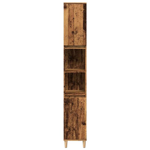 vidaXL Badkamerkast 30x30x190 cm bewerkt hout oud houtkleurig