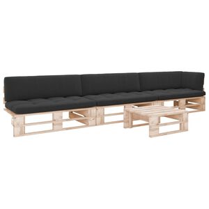vidaXL 4-delige Loungeset pallet met kussens ge&iuml;mpregneerd grenenhout