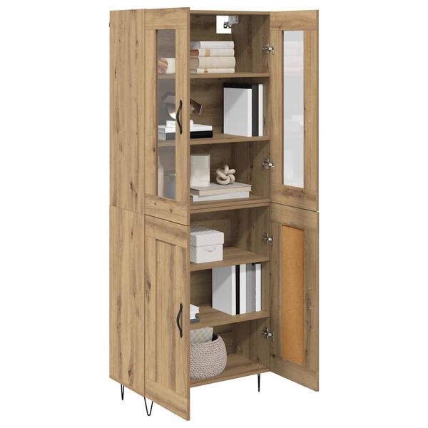 vidaXL Hoge kast Artisan Eiken 69,5 x 34 x 90 cm Bewerkt hout