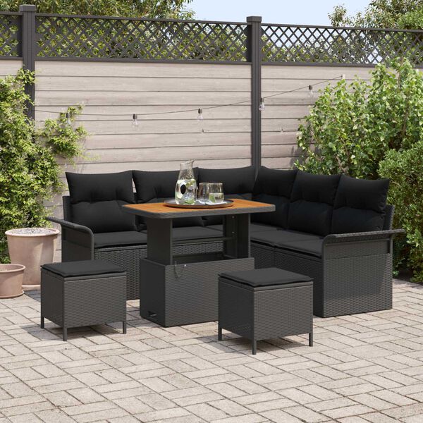 vidaXL Tuin Sofa Set 8 pcs Zwart poly rattan