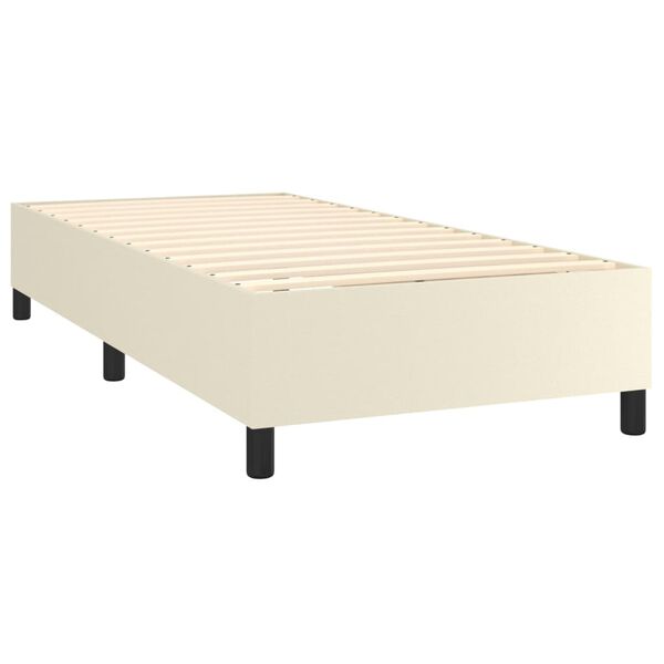 vidaXL Boxspring met matras kunstleer cr&egrave;mekleurig 90x200 cm