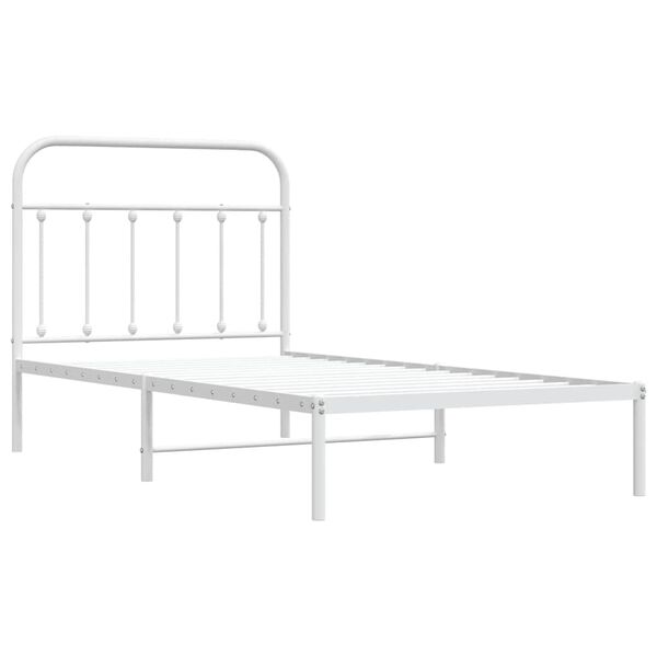 vidaXL Bedframe met hoofdbord metaal wit 100x190 cm
