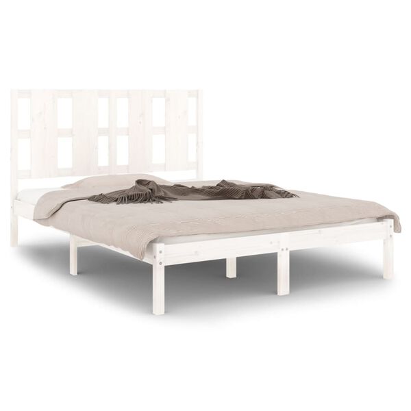 vidaXL Bedframe zonder matras massief grenenhout wit 140x190 cm