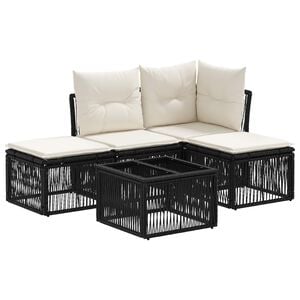 vidaXL Tuinbankenset 5 pcs Zwart poly rattan