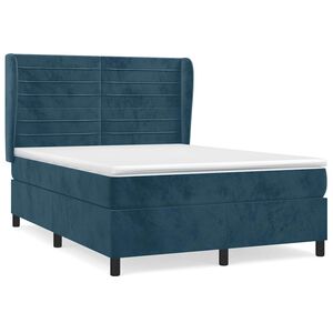 vidaXL Boxspring met matras fluweel donkerblauw 140x190 cm