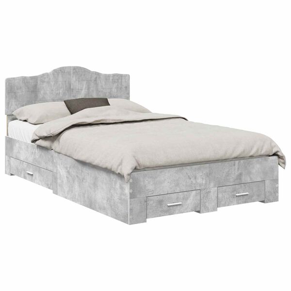 vidaXL Bedframe met hoofdeinde Beton Grijs 120 x 200 cm Bewerkt hout