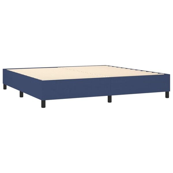 vidaXL Boxspring met matras stof blauw 200x200 cm