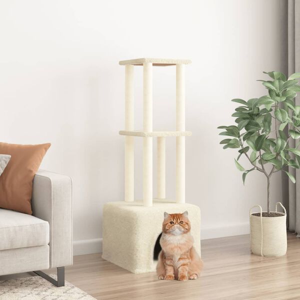 vidaXL Kattenmeubel met sisal krabpalen 133,5 cm cr&egrave;mekleurig