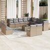 vidaXL 14-delige Loungeset met kussens poly rattan beige