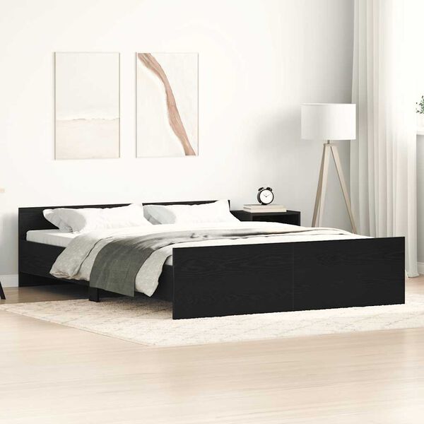 vidaXL Bedframe zonder matras 150x200 cm bewerkt hout zwart eikenkleur