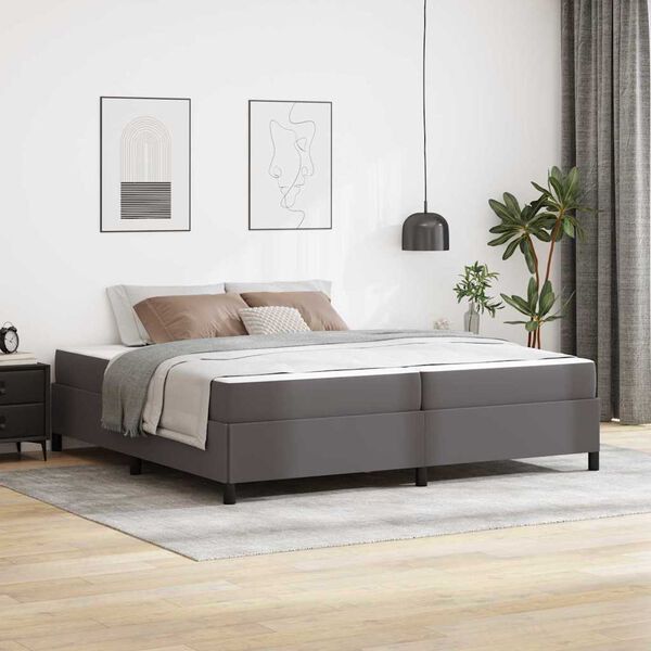 vidaXL Bedframe met matras Grijs 200 x 200 cm Stof