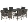 vidaXL 7-delige Tuinset met kussens poly rattan grijs