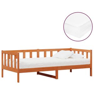 vidaXL Daybed met hoofdeinde Waxbruin en wit 90 x 200 cm