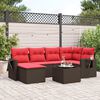 vidaXL 7-delige tuinbankset met kussens, bruin polyrotan