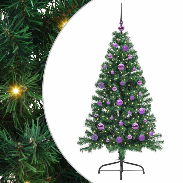 vidaXL Kunstmatig Voorverlicht Kerstboom met 150 LED Groen 150 cm PVC