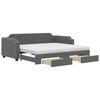 vidaXL Slaapbank onderschuifbed en lades 90x200 cm stof donkergrijs