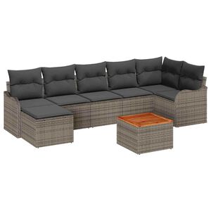 vidaXL Tuinbankenset met kussen 8 pcs Grijs poly rattan