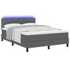 vidaXL Boxspring bed met matras met LED Donkergrijs 140 x 190 cm Stof