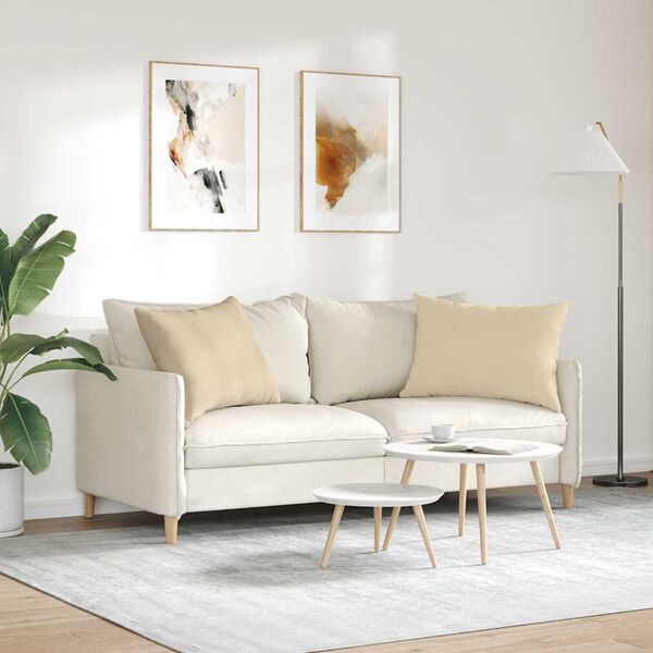 vidaXL Sofa Kussens 2 stuks Cr&egrave;me 70 x 50 cm Stof