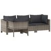 vidaXL 4-delige tuinloungeset met kussens grijs poly rattan