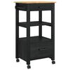 vidaXL Keuken Trolley MONZA Zwart 48 x 40 x 88,5 cm Massief Vurenhout