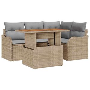 vidaXL Tuinbankenset 5 st 4-Aantal zitplaatsen Beige en Licht Grijs
