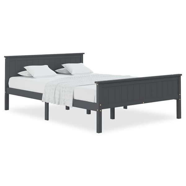 vidaXL Bedframe massief grenenhout grijs 140x200 cm