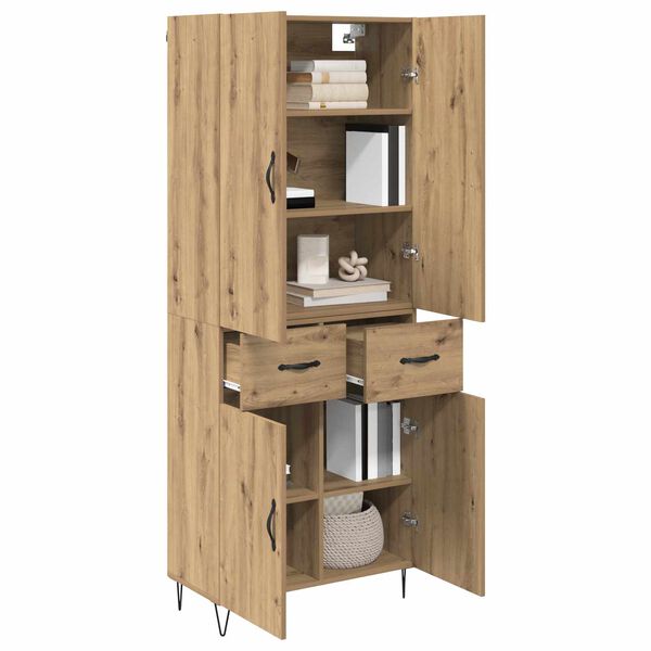 vidaXL Hoge kast met lade 2 pcs Artisan Eiken Ge&euml;ngineerd hout en glas