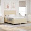vidaXL LED Box Spring Bed met matras Cr&egrave;me 140 x 200 cm Stof