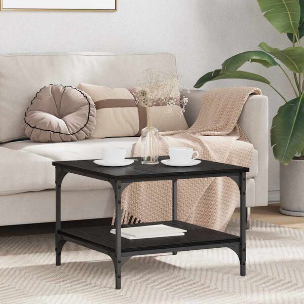 vidaXL Salontafel Zwart Eiken 55 x 55 x 40 cm Bewerkt hout