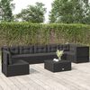 vidaXL 7-delige Loungeset met kussens poly rattan zwart