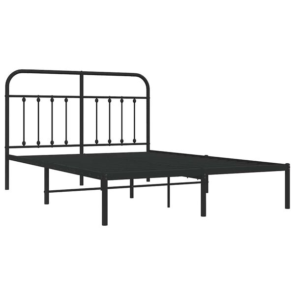 vidaXL Bedframe met hoofdbord metaal zwart 135x190 cm