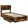 vidaXL Opslag bed met lade Gerookt eiken 90 x 200 cm Bewerkt hout