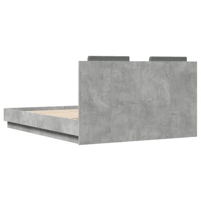 vidaXL Bedframe met hoofdbord en LED-verlichting betongrijs 140x190 cm