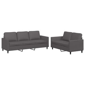 vidaXL 2-delige Loungeset met kussens kunstleer grijs